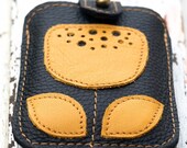 Card Case / Credit Card Wallet / Business Card Case / Cash Pocket Wallet / Yellow & Black Leather - Tulip Wallet / hello Summer