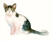 CAT Original watercolor painting 8x10inch