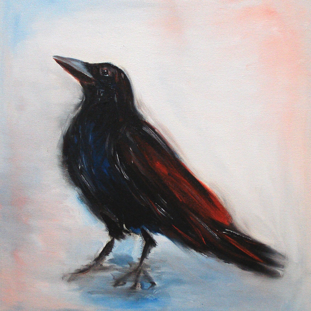 CROW by DIMDIart Original oil painting on canvas 12X12 inch