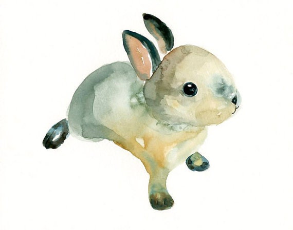 custom of your BUNNY by DIMDI Original watercolour painting 10X8inchxxxxAll the animals that you wantxxxx