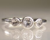 Three Stone White Topaz Ring in Recycled Sterling