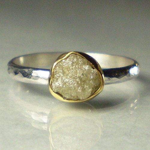 Rough Uncut Diamond Engagement Ring 22k Gold and by JanishJewels