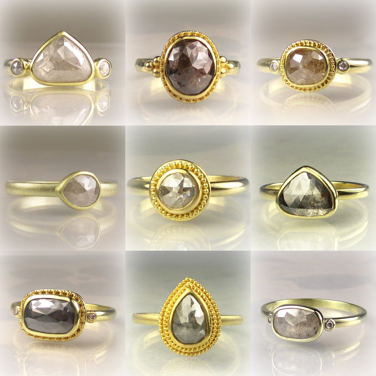 Rose Cut Diamond Engagement Ring - Made to Order - Deposit