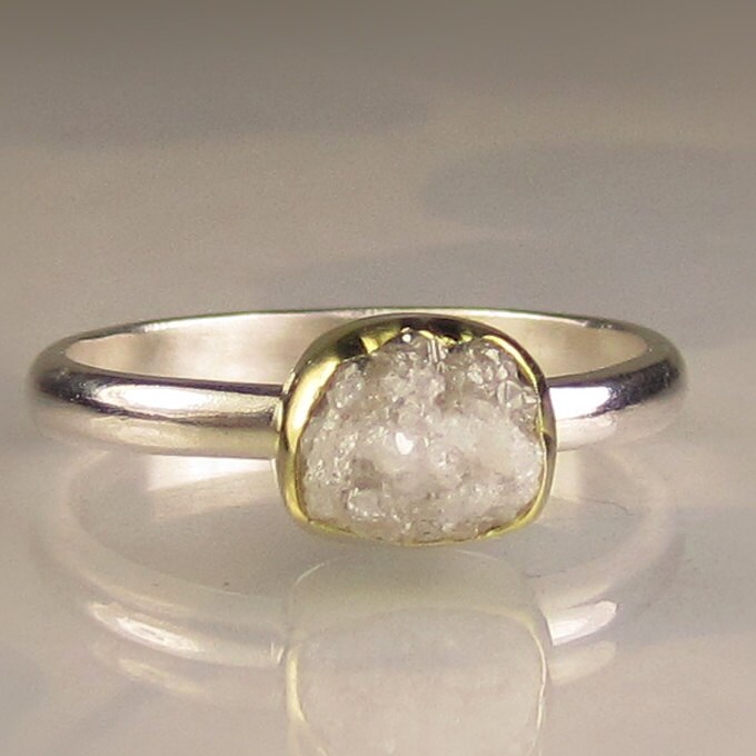 Rough Diamond Ring - 18k Gold and Palladium Sterling