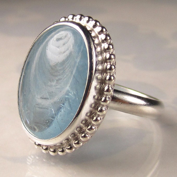 SALE - Aquamarine Cocktail Ring in Sterling Silver - now 20% OFF