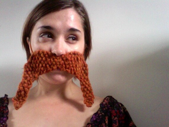 Knitted Ginger Fu Manchu Moustache