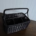Vintage Black Handled Straw Basket with Compartments