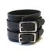 Black Leather Cuff Bracelet Adjustable with Buckles Mens Womens