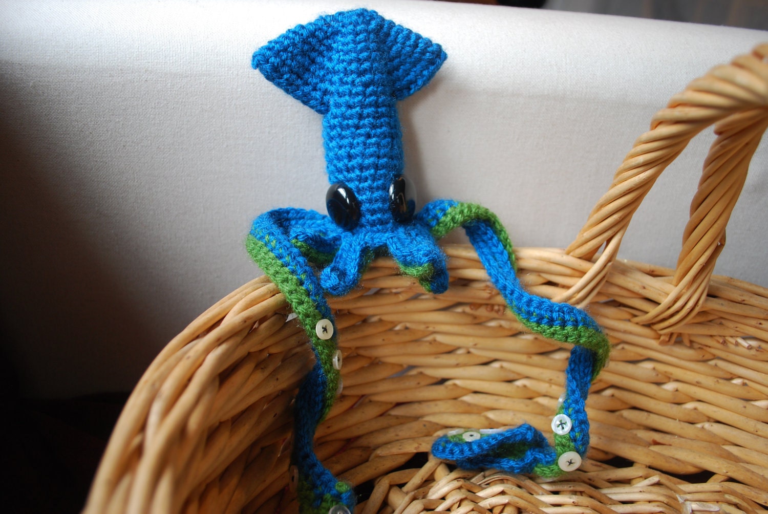 Squid - Blue and Green Cephalopod Plush Stuffed Cuddly Amigurumi Doll