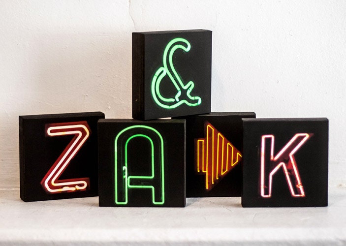 Set of 5 Neon Alphablocks (SAVE 20%) great for kids' rooms, weddings, birthdays, and other gifts
