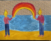 Benjamin and Jasper Enjoy Creating Rainbows at the Sea Shore