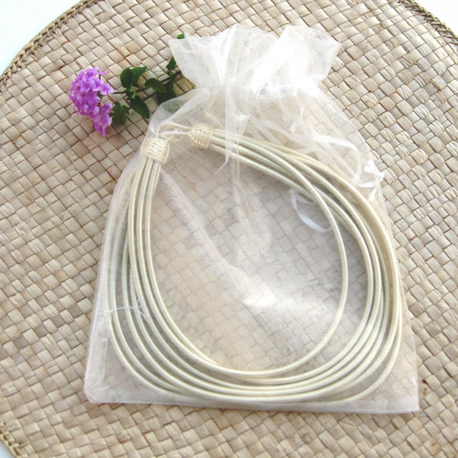 Holiday necklace SALE! BLUE GREY necklace made of silk fabric