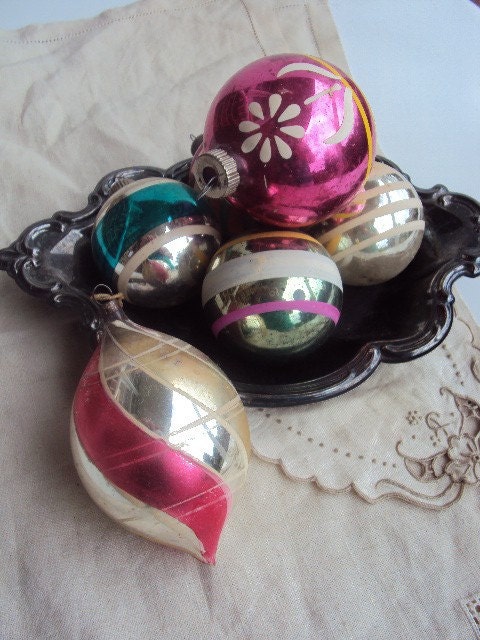 Vintage Christmas Ornaments Mercury Glass