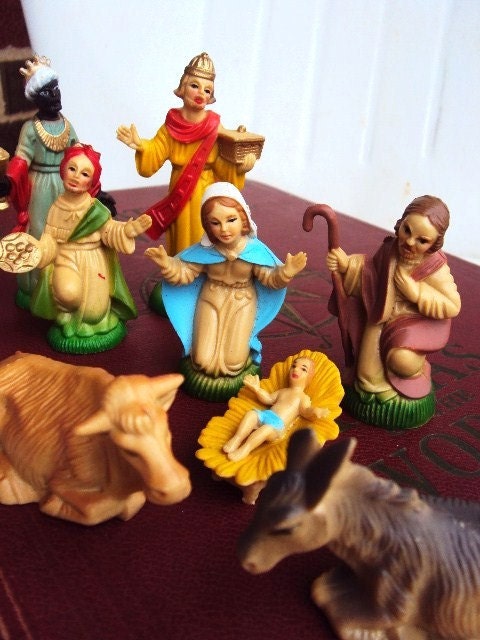 Vintage Christmas Nativity Manger Scene