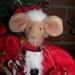 Santa Mouse Christmas Folk Art Primitive Cloth Doll OFG
