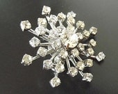 Rhinestone Vintage Brooch Diamond Crystal Clear Retro 1950 Costume Jewelry Wedding Bride Bridal Accessories