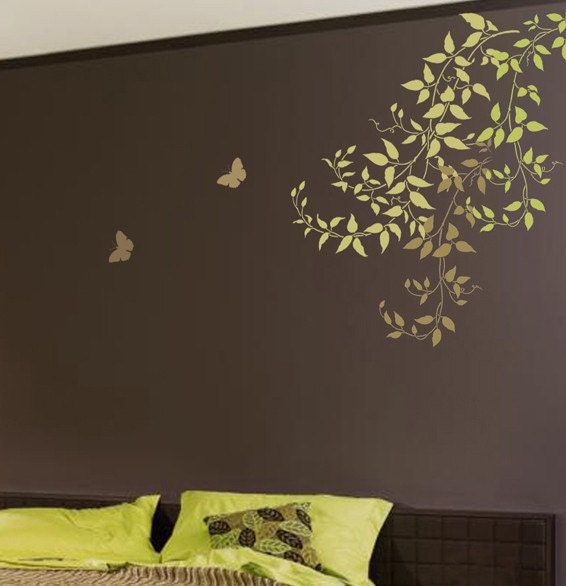 Wall stencil Large Clematis Branch - Reusable stencil for easy DIY wall decor