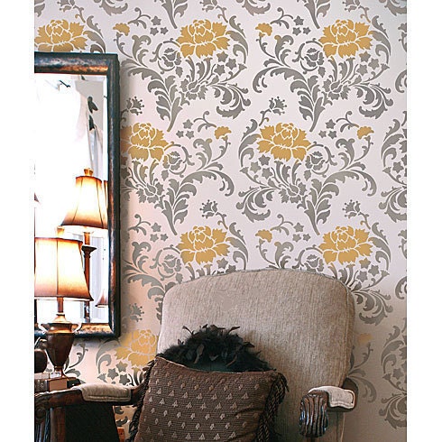 Julia Allover Stencil Pattern - Reusable stencils just like wallpaper