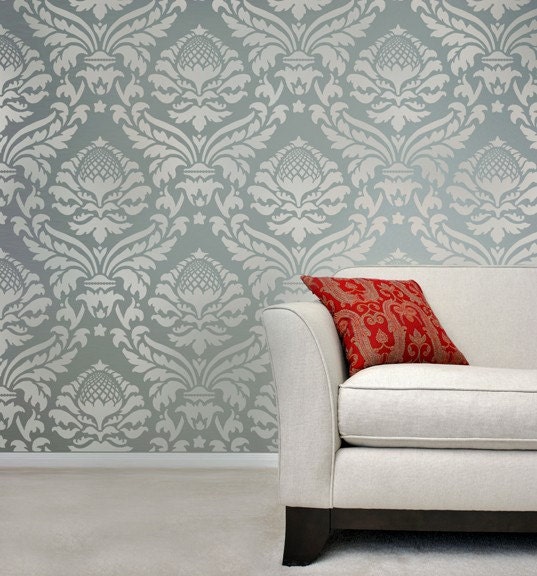 Damask Stencil Abundance - Reusable wallpaper stencils - great for DIY decor