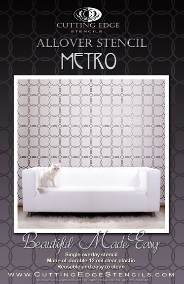 Wall Stencil Metro - Reusable stencils for walls instead of wallpaper - DIY decor