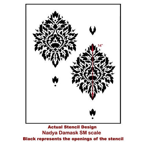 Damask Stencil Nadya SM - Beautiful stencils better than wallpaper -DIY wall decor