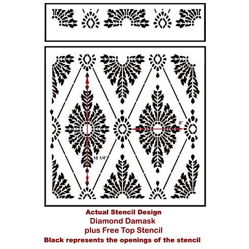 Diamond Damask Stencil - Wallpaper stencils for DIY decor