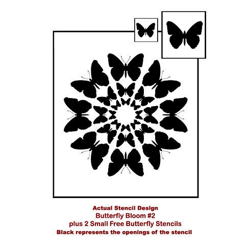 Stencil Butterfly Bloom No2 size SM - Stencils for Nursery Decor