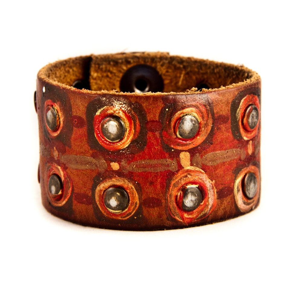 Boho Gypsy Chic Leather Cuff Upcycled Jewelry OOAK