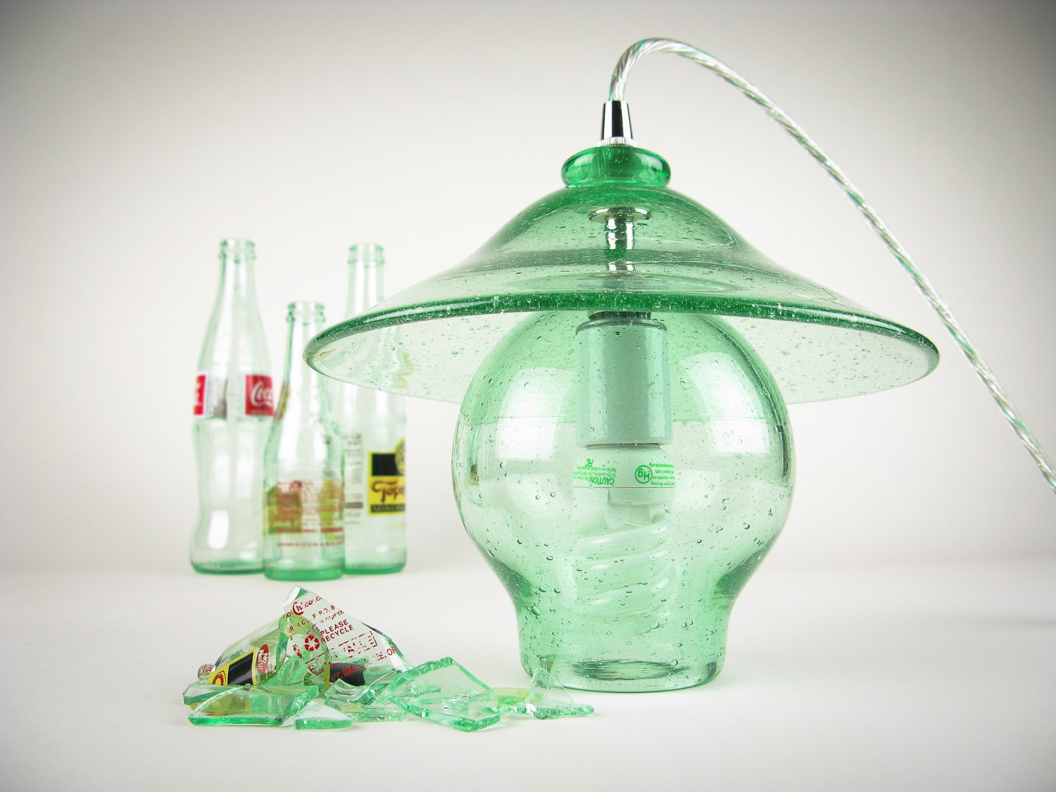 Recycled Glass Pendant Light Bell and Hat Hanging Pendant Lamp Lighting Earth Day