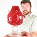 Blown Glass Vase Ice Pink Ruby Grapefruit Footed Rose Bud Flower Vase Gift for Her