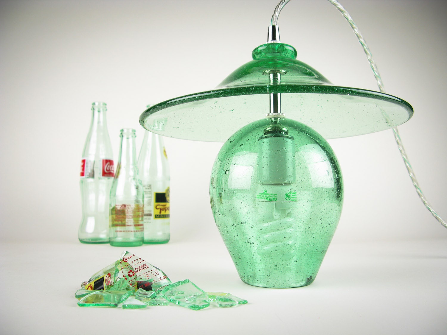 Recycled Glass Pendant Lighting Industrial Bell and Hat Hanging Pendant Lamp
