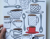 CHOOSE your COLOR MUG 8 x 10 Art Print, Coffee, Tea, I love coffee, I love tea, Coffee Lover, Tea Lover
