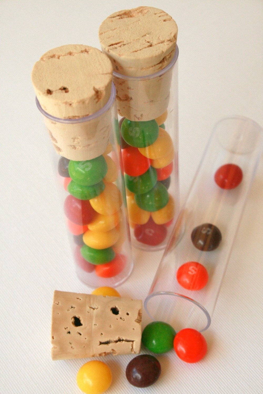 Clear Tubes and Corks for Packaging or Storage or Favors - Set of 100