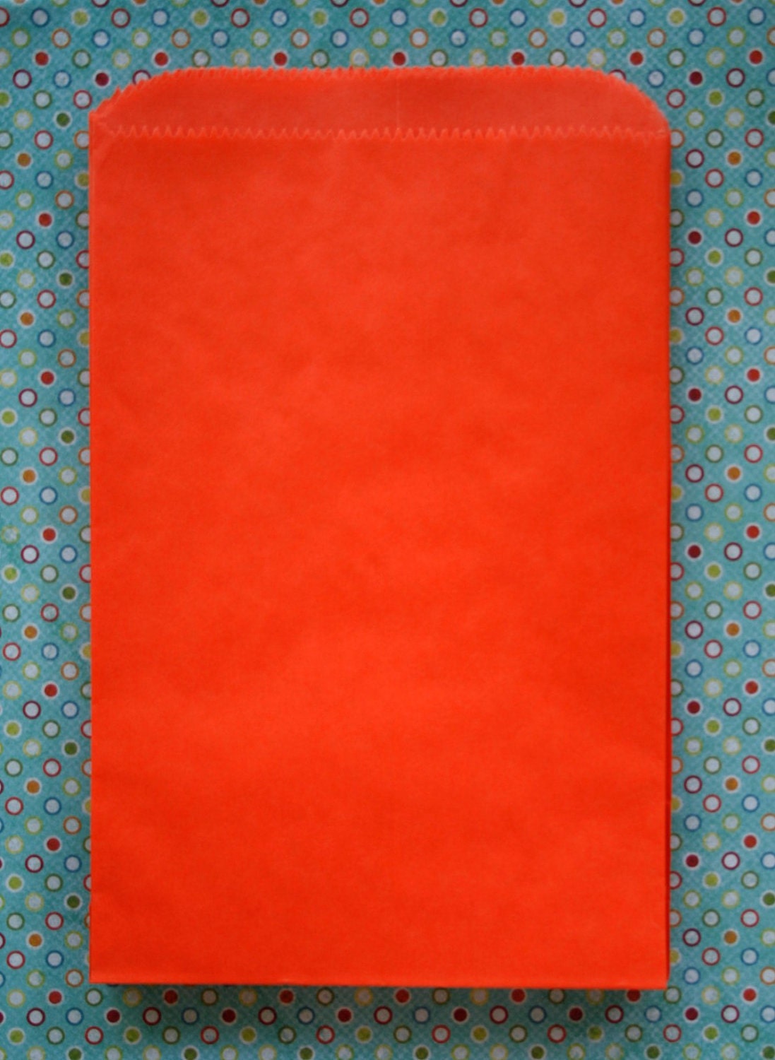 Set of 25 - Orange Flat Paper Merchandise Bags - 6.25 x 9.25 Inches - Gifts, Packaging, Retail