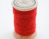Burlap Twine - 30 Yards on Wooden Spool - Bright Red Color Jute