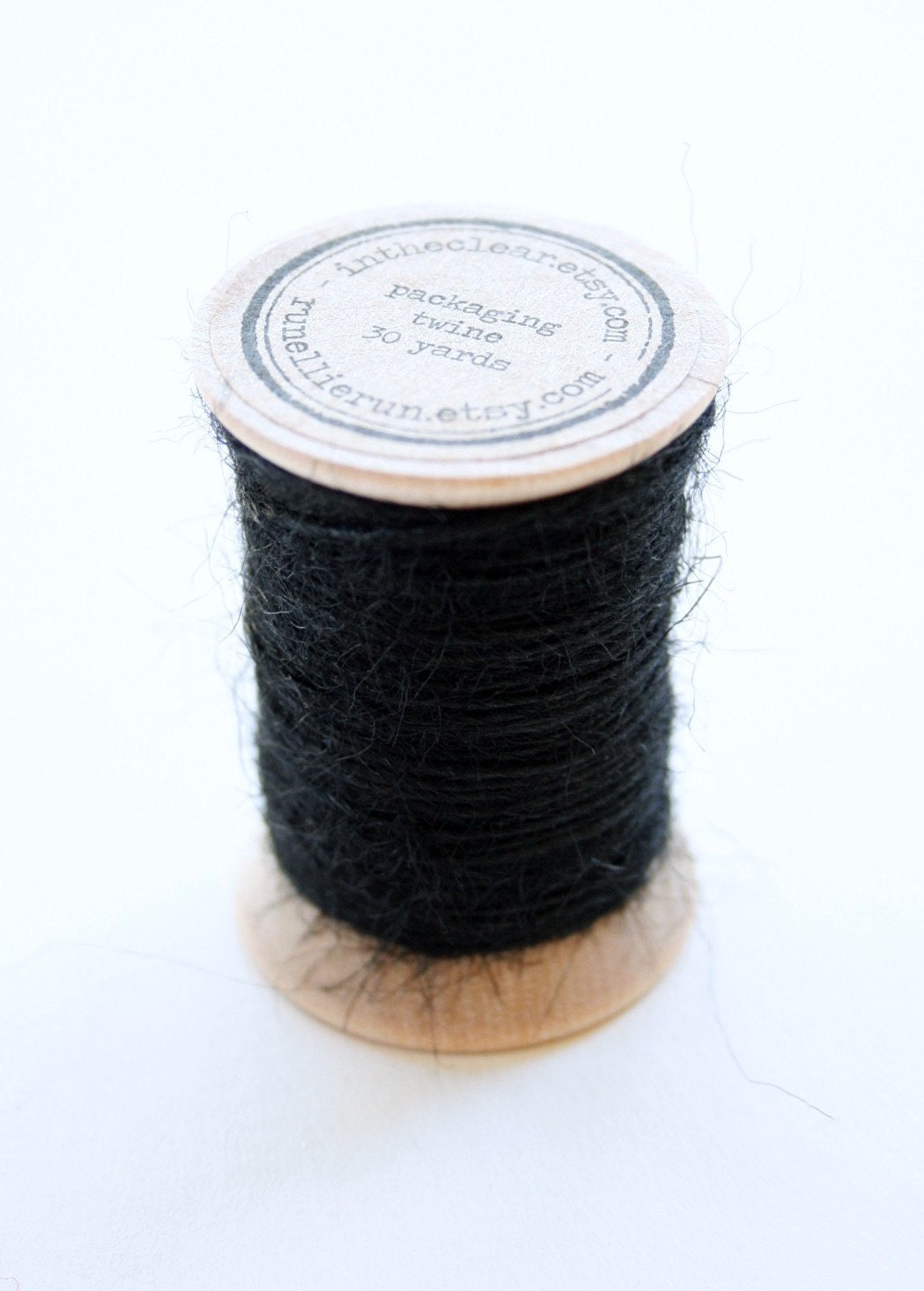 Burlap Twine - 30 Yards on Wooden Spool - Black Color Jute