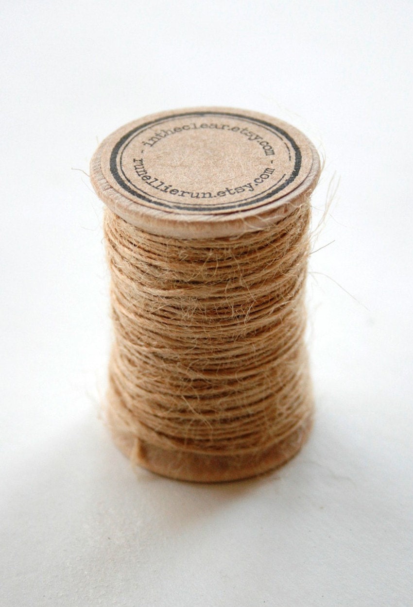 Burlap Twine - 30 Yards on Wooden Spool - Natural Kraft Color Jute
