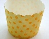 Yellow Polka Dot on Yellow Nut or Portion Paper Baking Cups with Scalloped Tops - set of 24
