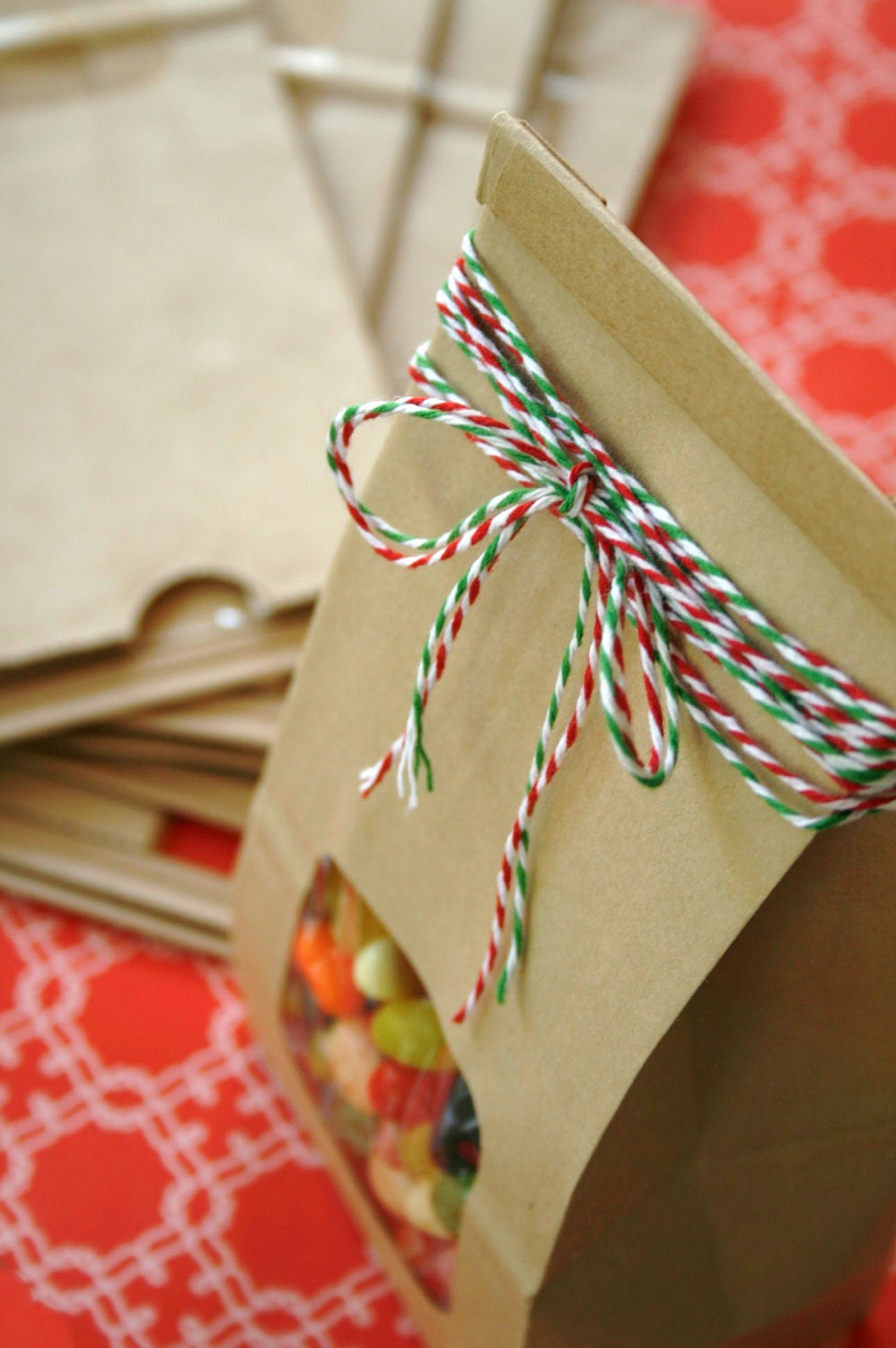 QTY 50 Small Half Pound Brown Paper Lined Tin Tie Bags with Window - Food Safe - 3.375 X 2.5 X 7.75 Inches