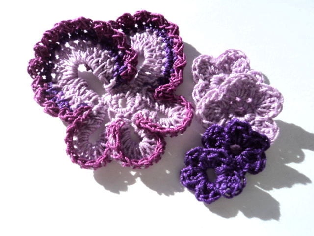 Passion for Purple Pansey and crochet flowers