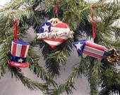 Ceramic Ornament Patriotic Set of 3