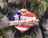Ceramic Ornament Patriotic Heart