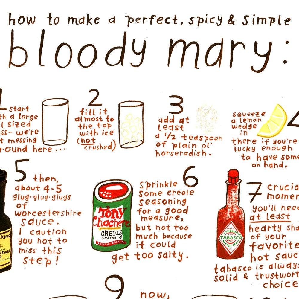 Bloody Mary Recipe - 11x14 Print -