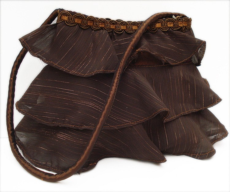 OOAK Flirty Skirt Purse in Bronze Taffeta