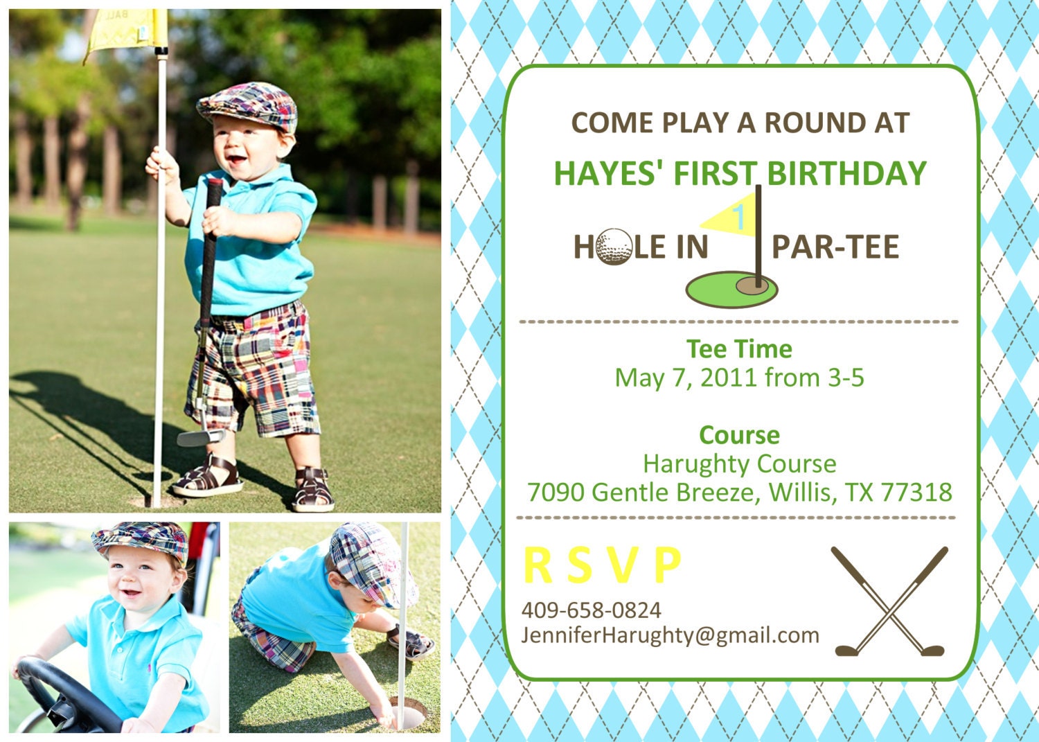 Golf Birthday Invitation - YOU PRINT - 4x6 or 5x7