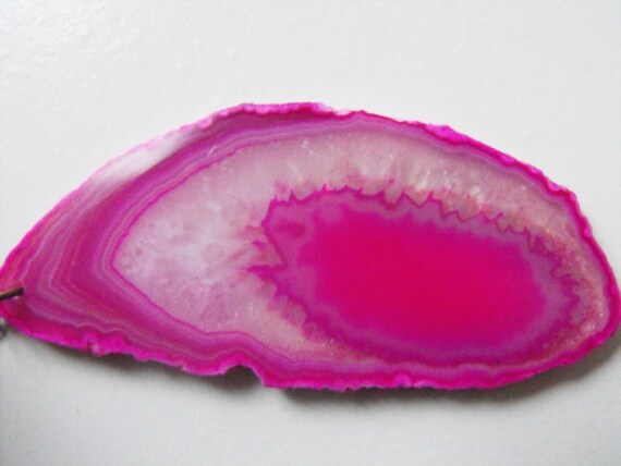 Hot Pink Agate Geode Necklace with Brass Chain