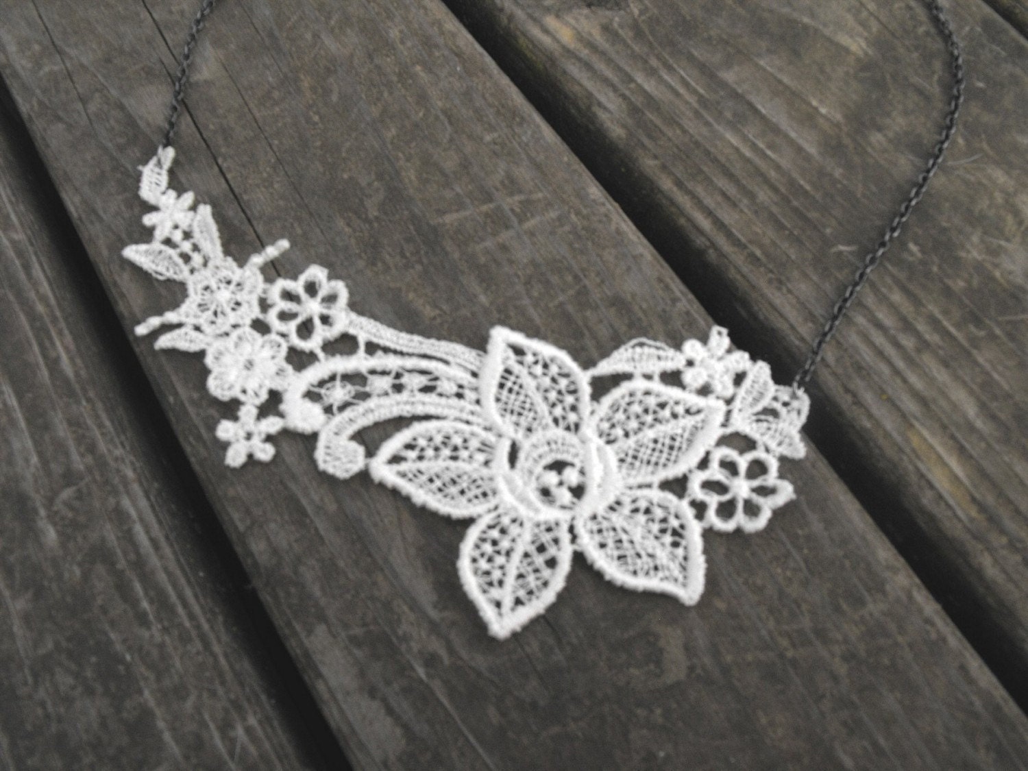 Necklace- Ivory Lace with Brass Chain