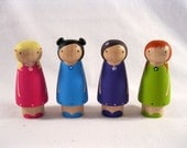 Rainbow Girls Wood Peg Doll Playset