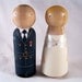 Military Bride and Groom Wedding Peg Doll Cake Topper