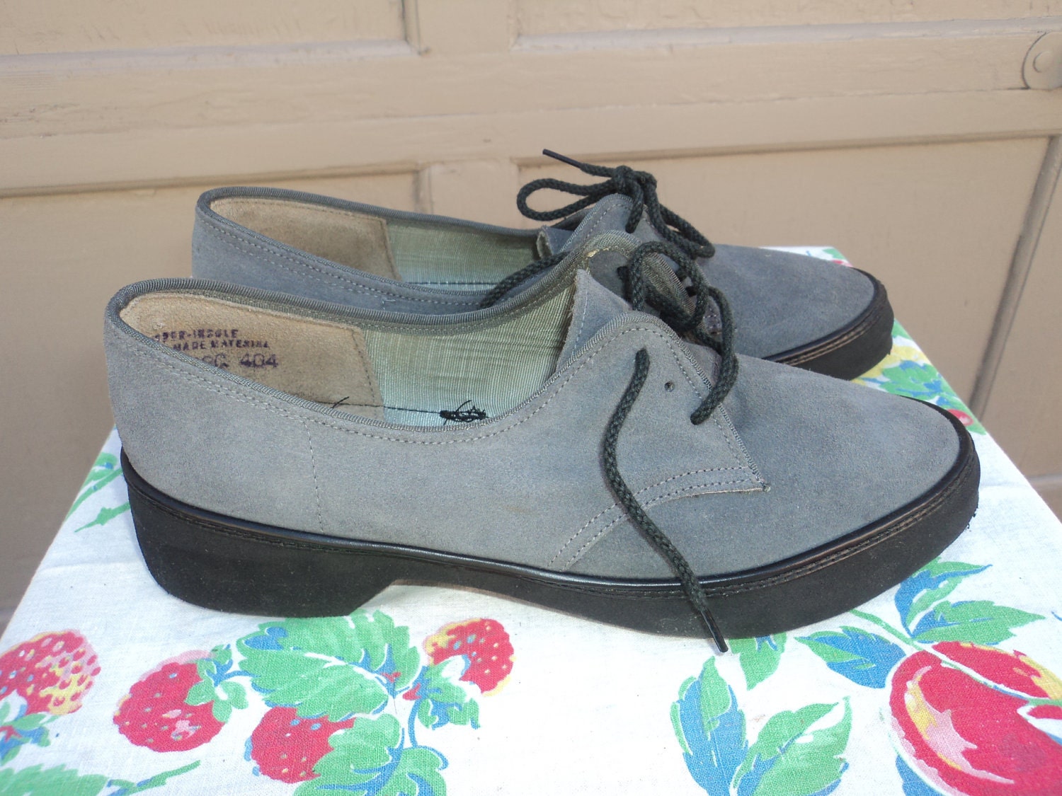 Vintage 1940-50s suede "Revelations" brand oxford swing creeper shoes rockabilly ladies size 5.5 VLV pinup bombshell